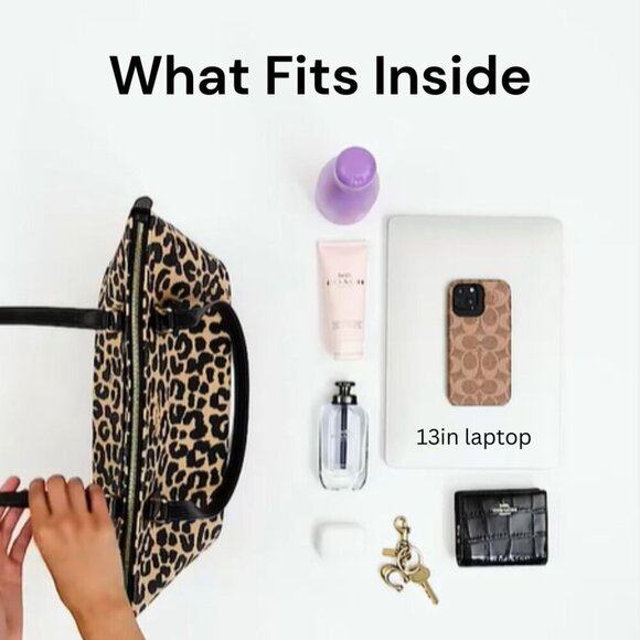 Coach Gallery Leopard Tote Bag CY347 Coated Canvas Shoulder Bag Medium ORIGPKG - Picture 9 of 13